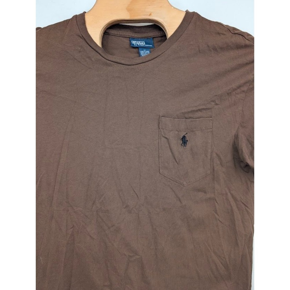 Polo Ralph Lauren Pocket T-Shirt Men's Medium Brown Long Sleeve Cotton Pony Logo - Picture 2 of 5